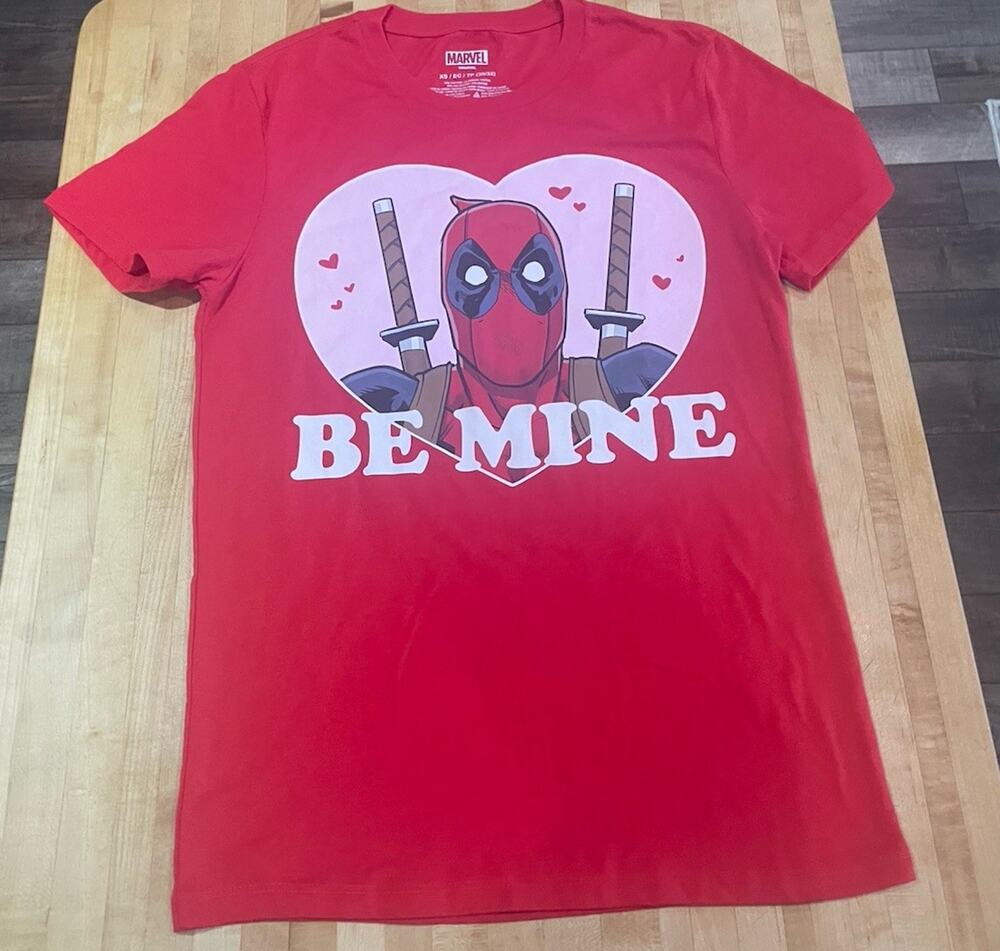 MARVEL DEADPOOL (Adult XS) red heart love Valentine's "Be Mine" Ryan Reynolds